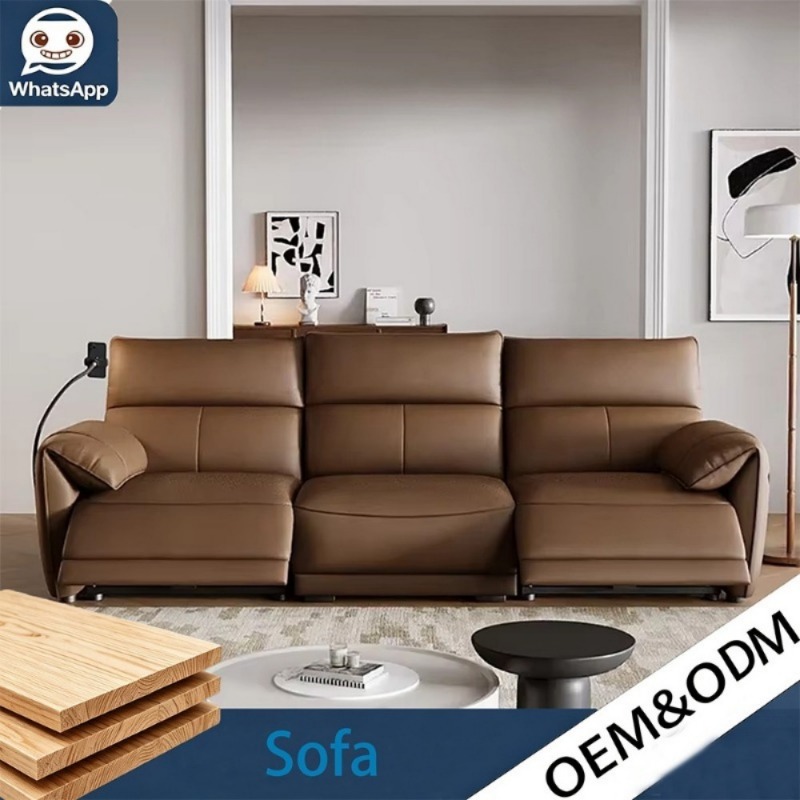 Outdoor Power Recliner - Italienisches minimalistisches cremefarbenes gerades elektrisches Sofa,
