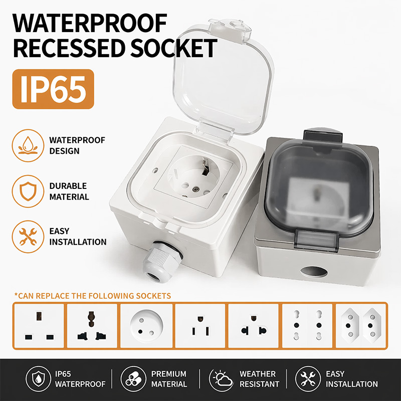 Outdoor Kitchen Power Outlet - IP65 wasserdichte Outdoor-Steckdosenbox, wandmontierte Steckdose mit