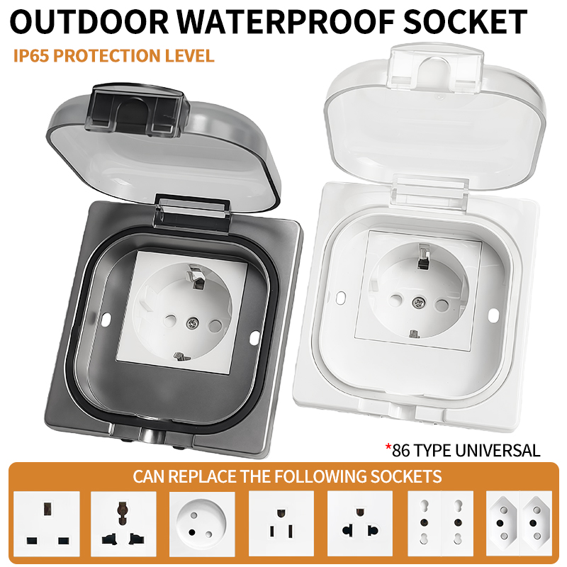 Outdoor Power Adapter - IP65 wasserdichte Außensteckdose, 16 A Hochleistungs-Wandplatte,