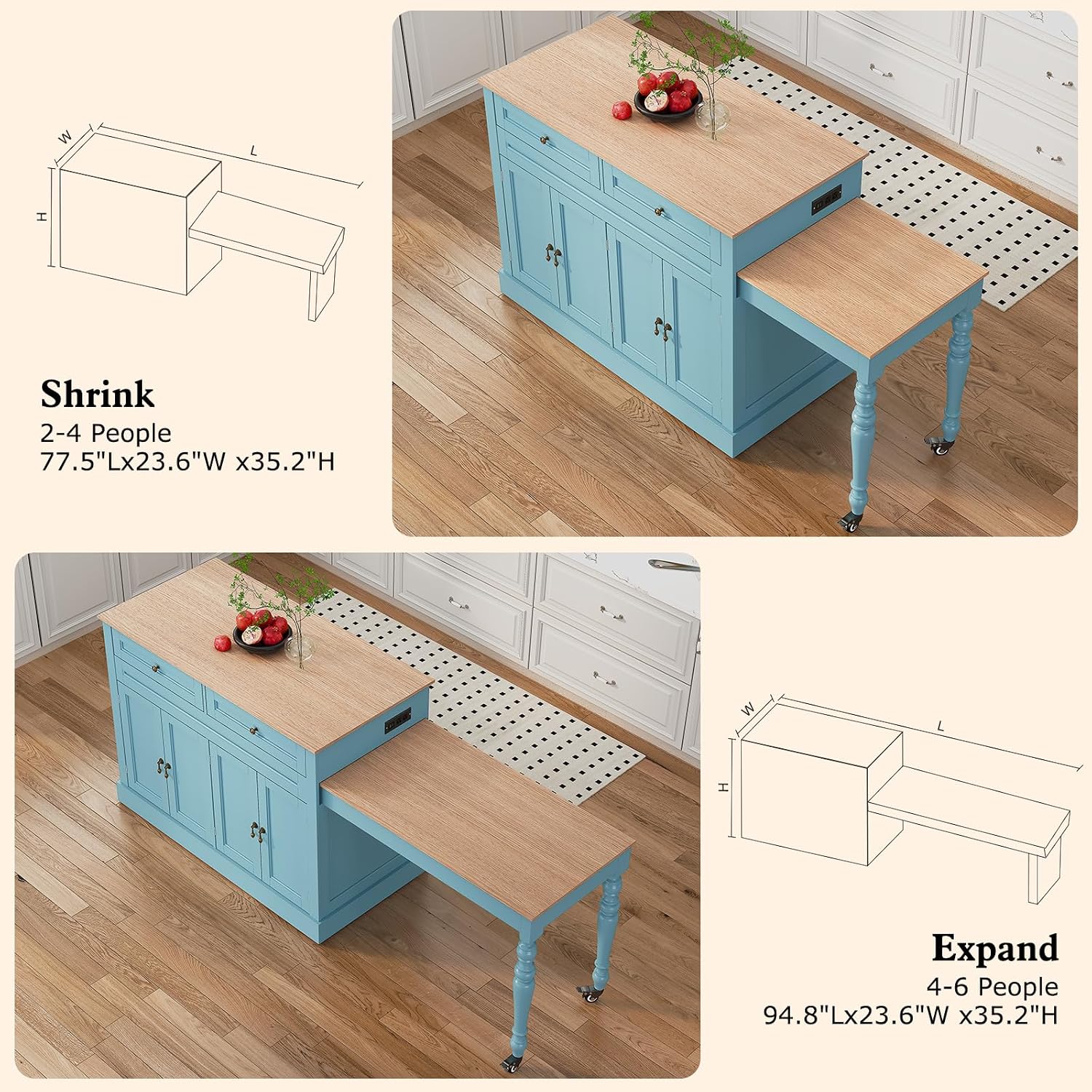 87,5 Zoll Kücheninsel mit ausz – Outdoor Kitchen Power Outlet Bewertung und Preis